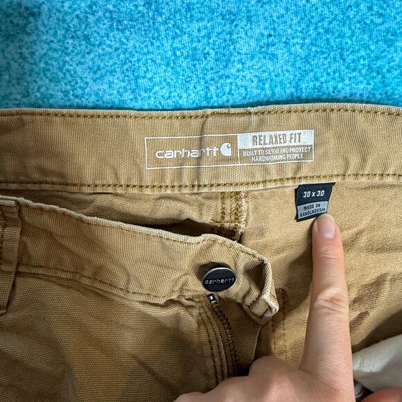 Carhartt Mens 30x30 Tan Double Knee Work Pants Rugged Flex Utility Workwear - Picture 11 of 16